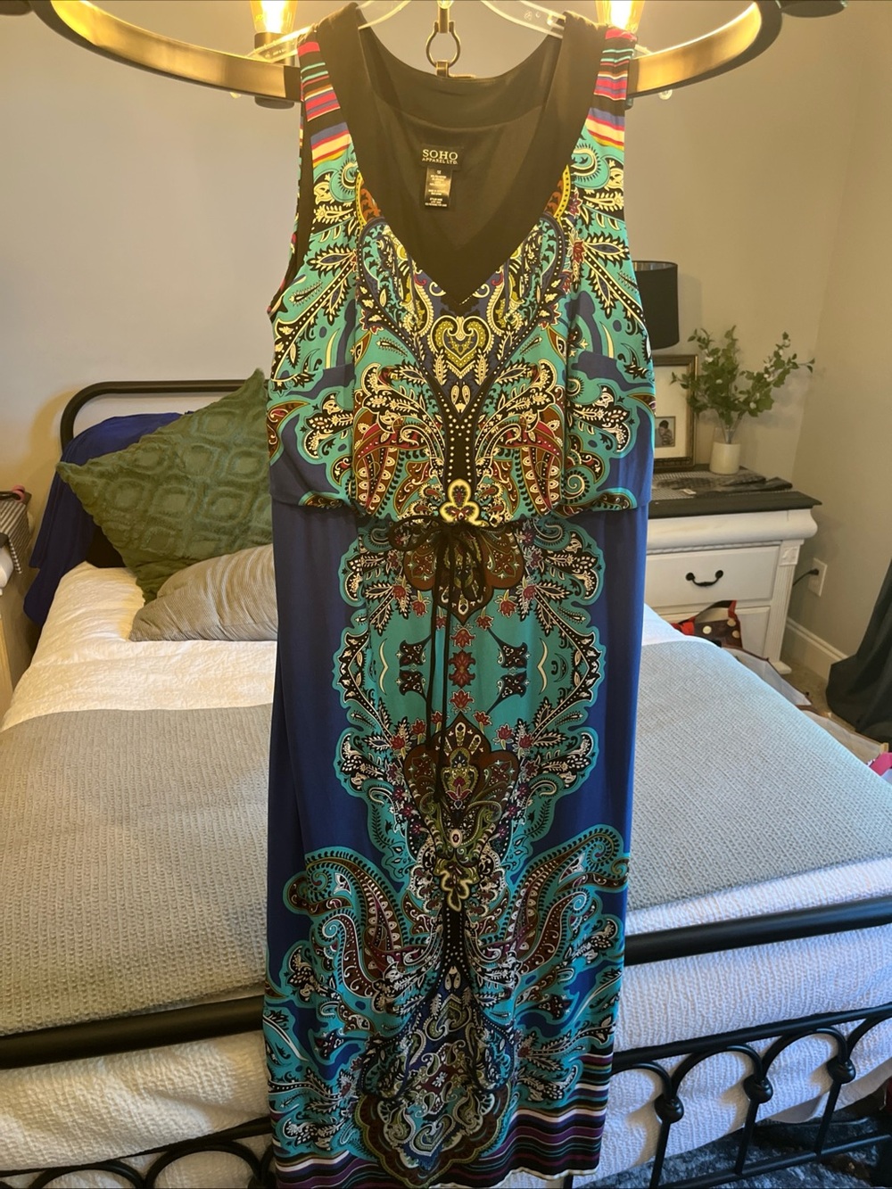 Soho Apparel Teal & Blue Paisley Maxi Dress - Picture 7 of 7